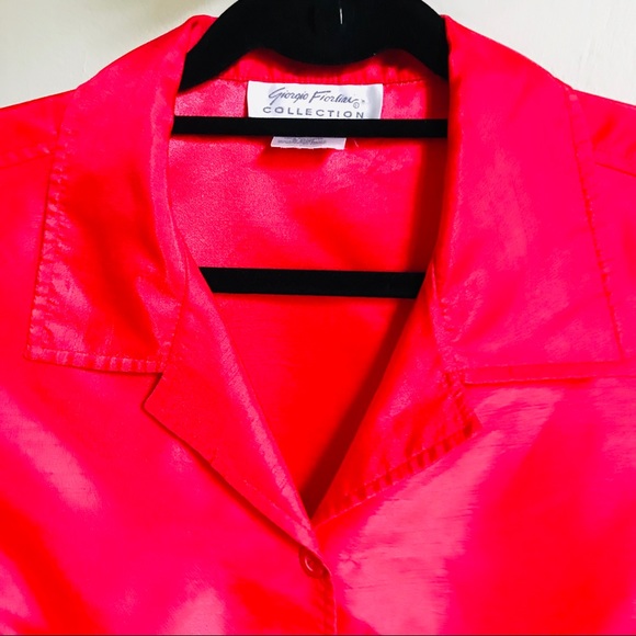 Vintage Red Sleeveless Button Front Knotted Blouse - Picture 2 of 8